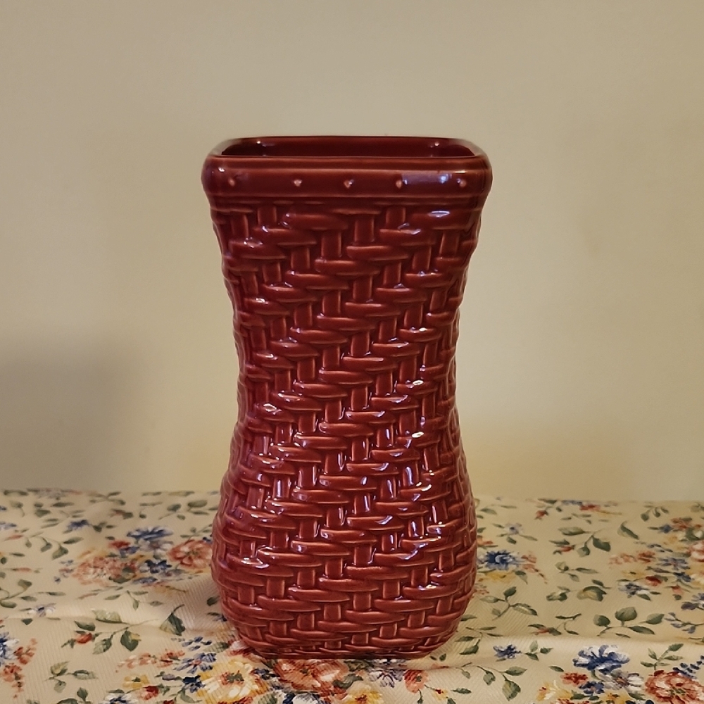 Longaberger Pottery Woven Reflections Paprika Accent Vase